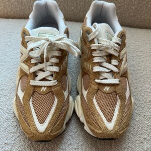 New Balance Tan and White Sneakers